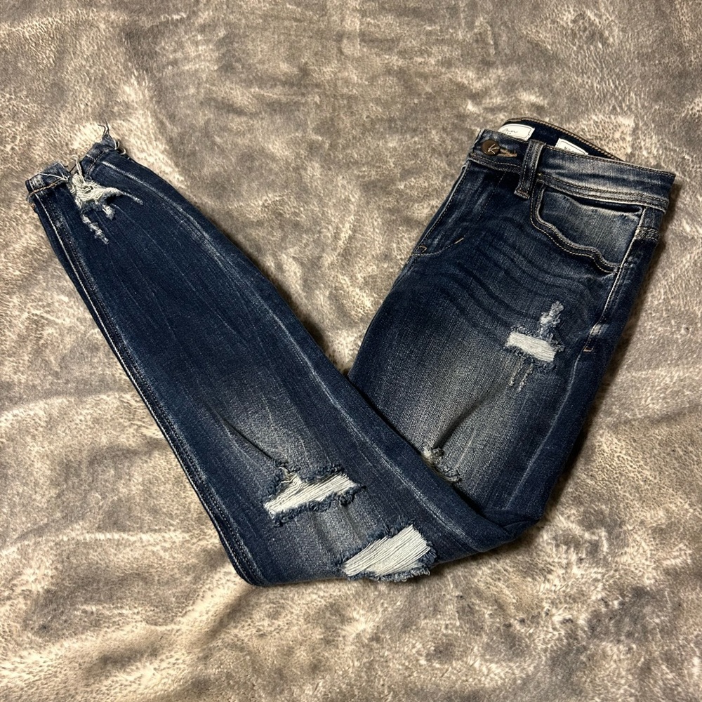 Kancan ripped mid-rise ankle skinny jeans